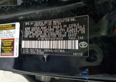 2010 Toyota Camry Base z USA, uszkodzony, nr VIN 4T1BF3EK7AU014034